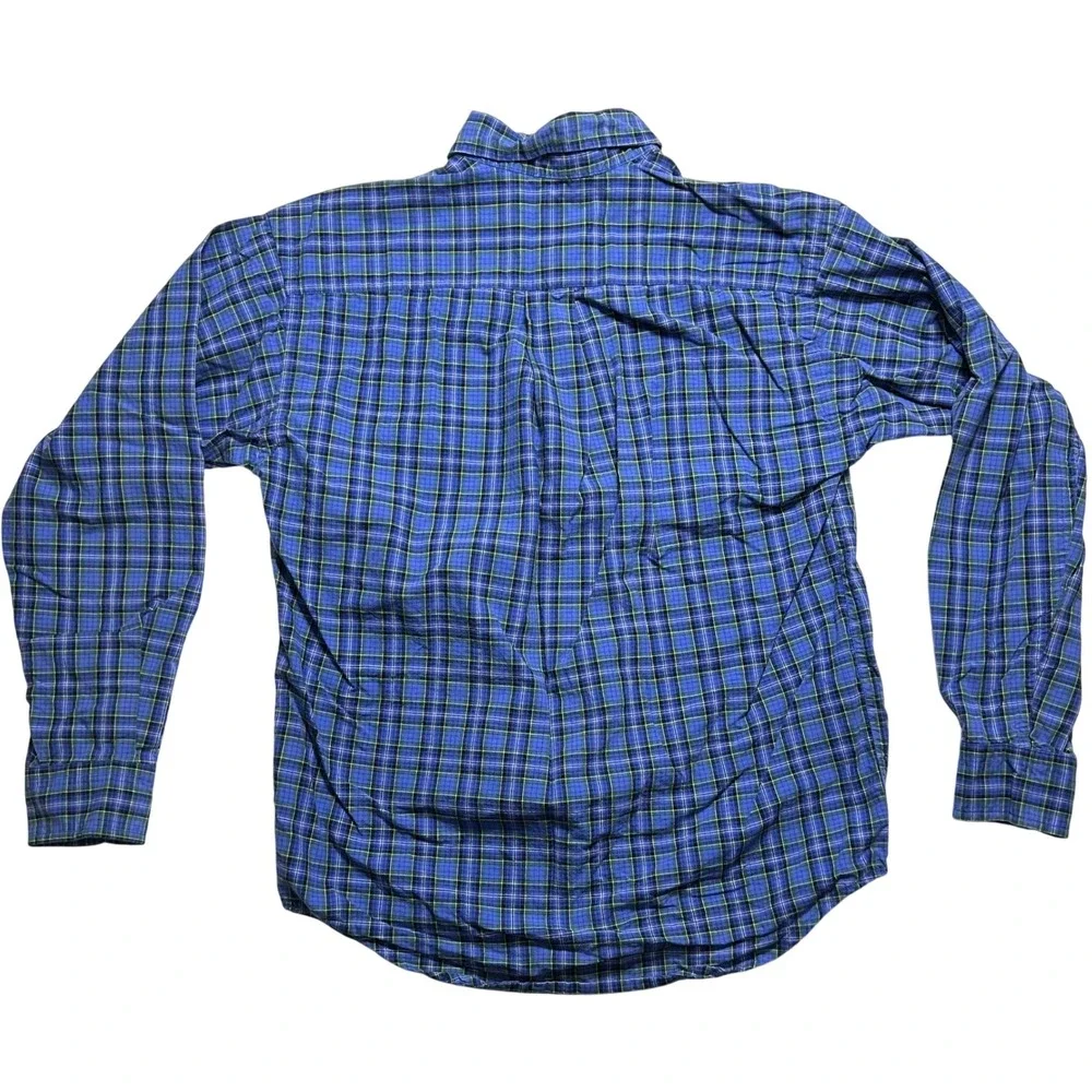 Ralph Lauren Kids‎ Plaid Button-Up Shirt Blue Green Cotton Blend Size Medium